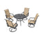 Festival Depot 5 Pieces Patio Dining Conversation Set, 4 Swivel Bistro Armrest Chair & 1 Round Metal Table with 2.04" Umbrella Hole for Deck Poolside Porch Backyard