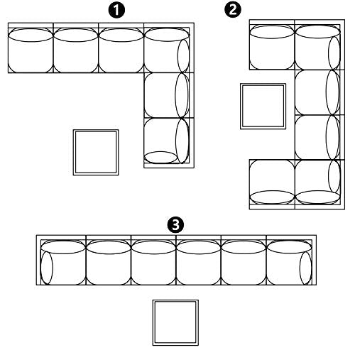 Festival Depot 7 Pieces Patio Outdoor Furniture Conversation Sets Sectional Corner Sofa, Weaving Wicker Chairs with Side Coffee Table and Cushions (Grey)