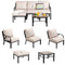 Festival Depot 5 Pieces Patio Conversation Set Sectional Chair Ottoman with Thick Cushions and Side Coffee Table All Weather Metal Outdoor Furniture for Deck Garden, Beige