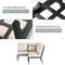Festival Depot 3 Pieces Patio Conversation Set Sectional Corner Chair with Thick Cushions All Weather Metal Outdoor Furniture for Deck Porch Garden, Beige
