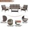 Festival Depot 4 Pieces Patio Outdoor Conversation Chairs Loveseat Set with Coffee Rectangle Table Metal Frame Furniture Garden Bistro Seating Thick Soft Cushions