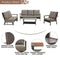 Festival Depot 4pcs Patio Conversation Set Wicker Armchair Glider Loveseat All Weather Rattan 3-Seater Sofa with Thick Cushions and Coffee Table in Metal Frame Outdoor Furniture for Deck