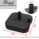 Festival Depot Umbrella Base Outdoor Patio Base 43 LB Weight Water Filled Stand Square Plastic Holder Matching Table Market Umbrella Suit Dia 1.57" for Outside Deck Garden Lawn, Black