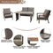Festival Depot 4 Pieces Patio Outdoor Conversation Chairs Loveseat Set with Coffee Rectangle Table Metal Frame Furniture Garden Bistro Seating Thick Soft Cushions
