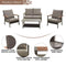 Festival Depot 4 Pieces Patio Outdoor Conversation Chairs Loveseat Set with Coffee Rectangle Table Metal Frame Furniture Garden Bistro Seating Thick Soft Cushions