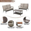 Festival Depot 3 Pcs Patio Conversation Set 2 Wicker Chairs All Weather Rattan Loveseats with Thick Cushions and Coffee Table in Metal Frame Outdoor Furniture for Deck Garden, Gray