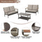 Festival Depot 3 Pcs Patio Conversation Set 2 Wicker Chairs All Weather Rattan Loveseats with Thick Cushions and Coffee Table in Metal Frame Outdoor Furniture for Deck Garden, Gray