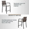 Festival Depot 5 Pcs Patio Bar Set of 4 Wicker Stools with Cushions Rattan High Stools with Armrests and Tempered Glass Top Counter Table in Metal Frame Outdoor Furniture for Bistro Garden