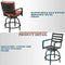 Festival Depot 3 Pcs Outdoor Furniture Bar Stools Set of 2 Swivel Chairs with Cushions and 1 High Bistro Tables with Tempered Glass Tabletop in Metal Frame (Red)