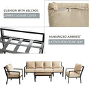 Festival Depot 7 Pieces Patio Furniture Set All-Weather Polyester Fabrics Metal Frame Sofa Outdoor Conversation Sectional Set Armrest Chair with Cushion & Coffee Table for Deck Poolside Balcony(Beige)