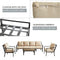 Festival Depot 7 Pieces Patio Furniture Set All-Weather Polyester Fabrics Metal Frame Sofa Outdoor Conversation Sectional Set Armrest Chair with Cushion & Coffee Table for Deck Poolside Balcony(Beige)