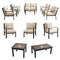 Festival Depot 9-Pieces Patio Outdoor Furniture Conversation Sets Loveseat Sectional Sofa, All-Weather Black X Slatted Back Chairs with Coffee Side Table and Thick Soft Removable Couch Cushions(Beige)