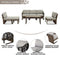 Festival Depot 7pcs Outdoor Furniture Patio Conversation Set Sectional Sofa Chairs All Weather Brown Rattan Wicker Ottoman Slatted Coffee Table with Thick Seat Back Cushions (Grey)