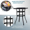 Festival Depot 5 Pcs Patio Bar Set of 4 Wicker Stools with Cushions Rattan High Stools with Armrests and Tempered Glass Top Counter Table in Metal Frame Outdoor Furniture for Bistro Garden