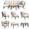 Festival Depot 7 Pcs Patio Conversation Set Sectional Corner Chair Ottoman with Thick Cushions and Side Table All Weather Metal Outdoor Furniture for Deck Poolside, Beige