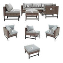 Festival Depot 6 Pieces Patio Outdoor Furniture Conversation Set Sectional Corner Sofa Wicker Chairs Ottomans with Metal Frame Furniture Seating Thick Soft Cushion (Gray)