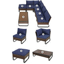 Festival Depot 7 Pieces Patio Furniture Set, All-Weather PE Rattan Wicker Metal Frame Sofa Outdoor Conversation Set Sectional Couch Corner Chair with Cushion Ottoman and Coffee Table for Deck (Blue)