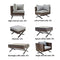 Festival Depot 8pcs Outdoor Furniture Patio Conversation Set Sectional Sofa Chairs with X Shaped Metal Leg All Weather Brown Rattan Wicker Ottoman Coffee Table with Grey Thick Seat Back Cushions