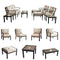 Festival Depot 10-Pieces Patio Outdoor Furniture Conversation Sets Loveseat Sectional Sofa, All-Weather Black X Slatted Back Chair with Coffee Table and Thick Removable Couch Cushions (Beige)