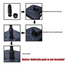 Festival Depot Umbrella Base Outdoor Patio Base 43 LB Weight Water Filled Stand Square Plastic Holder Matching Table Market Umbrella Suit Dia 1.57" for Outside Deck Garden Lawn, Black
