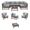 Festival Depot 7 Pieces Patio Outdoor Furniture Conversation Sets Sectional Corner Sofa, Weaving Wicker Chairs with Side Coffee Table and Cushions (Grey)