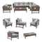 Festival Depot 8 Pieces Outdoor Furniture Patio Conversation Set Combination Sectional Corner Sofa All-Weather Woven Wicker Metal Chairs with Seating Back Cushions Side Coffee Table, Gray