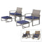 Festival Depot 5 Pieces Wicker Patio Furniture Set PE Wicker Rattan Outdoor Conversation with Cushion and Coffee Table for Deck Garden Balcony Porch (Blue)