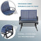 Festival Depot 2pcs Outdoor Furniture Patio Conversation Set Metal Coffee Table Loveseat Armchairs Glider with Textilene Fabric Without Pillows for Lawn Beach Backyard Pool, Blue