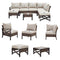 Festival Depot 8 Pcs Patio Outdoor Furniture Conversation Set Sectional Corner Sofa with All-Weather Brown PE Rattan Wicker Back Chair, Ottoman, Coffee Table and Thick Removable Couch Cushions