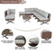 Festival Depot 9pcs Outdoor Furniture Patio Conversation Set Sectional Corner Sofa Chairs with X Shaped Metal Leg All Weather Brown Rattan Wicker Ottoman Side Coffee Table with Grey Seat Back Cushions