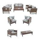 Festival Depot Patio 7 Pieces Outdoor Conversation Sets Furniture Sectional Corner Sofa, All-Weather Brown Manual Weaving Wicker Chairs with Side Coffee Table, Soft Back Seating Couch Cushions (Grey)