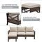 Festival Depot 4-Piece Patio Conversation Set Combinations Armchair Outdoor All-Weather Wicker Metal Chairs for Porch Lawn Garden Balcony Pool Backyard, Thick Cushions