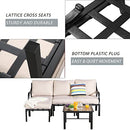 Festival Depot 5 Pieces Patio Conversation Set Sectional Chair Ottoman with Thick Cushions and Side Coffee Table All Weather Metal Outdoor Furniture for Deck Garden, Beige