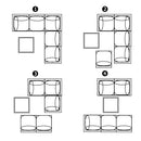 Festival Depot 6pcs Outdoor Furniture Patio Conversation Set Sectional Corner Sofa Chairs with X Shaped Metal Leg All Weather Brown Rattan Wicker Side Coffee Table with Grey Thick Seat Back Cushions