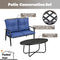 Festival Depot 2 Pcs Patio Bistro Set PE Wicker Conversation Set, Outdoor Furniture Loveseat Armchair with Cushions Metal Coffee Table for Backyard Porch Balcony Outside Poolside Lawn (Blue)