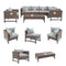 Festival Depot 7 Pieces Patio Outdoor Furniture Conversation Sets Sectional Corner Sofa, All-Weather Brown Manual Weaving Wicker Chairs with Side Coffee Table, Soft Thick Seating Couch Cushions (Grey)
