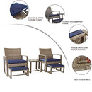 Festival Depot 5 Pieces Wicker Patio Furniture Set PE Wicker Rattan Outdoor Conversation with Cushion and Coffee Table for Deck Garden Balcony Porch (Blue)