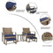Festival Depot 5 Pieces Wicker Patio Furniture Set PE Wicker Rattan Outdoor Conversation with Cushion and Coffee Table for Deck Garden Balcony Porch (Blue)