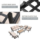 Festival Depot 9 Pieces Patio Conversation Set Sectional Sofa Armchair with Thick Cushions and Side Coffee Table All Weather Metal Outdoor Furniture for Deck Garden, Beige
