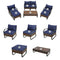 Festival Depot 7 Pieces Patio Conversation Sets Outdoor Furniture Sectional Sofa with All-Weather PE Rattan Wicker Back Chair, Coffee Table and Thick Soft Removable Couch Cushions(Blue)