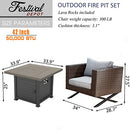 Sports Festival Fire Pit Table Set of Propane Fire Table and 4 Wicker Chairs with Thick Cushions for Patio Rattan Outdoor Furniture, CSA Certification