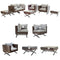 Festival Depot 7pcs Outdoor Furniture Patio Conversation Set Sectional Sofa Chairs with X Shaped Metal Leg All Weather Brown Rattan Wicker Rectangle Square Coffee Table with Grey Seat Back Cushions
