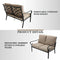 Festival Depot 2 Pieces Outdoor Furniture Patio Conversation Set Bistro Loveseat with Seat and Back Thick Cushions and Metal Coffee Table with Slatted Steel Tabletop for Backyard Porch Balcony