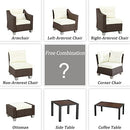 Festival Depot 9 Pcs Patio Conversation Set Outdoor Furniture Combination Sectional Sofa All-Weather PE Wicker Metal Armchairs with Seating Back Cushions Side Coffee Table (Beige)