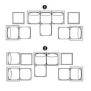 Festival Depot 10Pc Outdoor Furniture Patio Conversation Set Sectional Sofa Chairs All Weather Wicker Ottoman Metal Frame Square Slatted Coffee Table with Thick Grey Seat Back Cushions Without Pillows