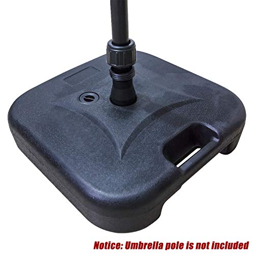 Festival Depot Umbrella Base Outdoor Patio Base 43 LB Weight Water Filled Stand Square Plastic Holder Matching Table Market Umbrella Suit Dia 1.57" for Outside Deck Garden Lawn, Black