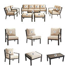 Festival Depot 11-Pieces Patio Outdoor Furniture Conversation Sets Loveseat Sectional Sofa, All-Weather Black X Slatted Back Armchair with Coffee Table and Removable Couch Cushions (Beige)