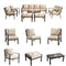 Festival Depot 11-Pieces Patio Outdoor Furniture Conversation Sets Loveseat Sectional Sofa, All-Weather Black X Slatted Back Armchair with Coffee Table and Removable Couch Cushions (Beige)