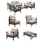 Festival Depot 7 Pcs Patio Outdoor Furniture Loveseat Conversation Set Sectional Sofa with All-Weather Brown Wicker Back Armchair, Coffee Table, Ottoman and Soft Thick Removable Couch Cushions