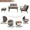 Festival Depot 4pcs Patio Conversation Set Metal Loveseat Chair All Weather Rattan Wicker Armchair with Grey Thick Cushions Ottoman and Coffee Table Outdoor Furniture for Deck Poolside